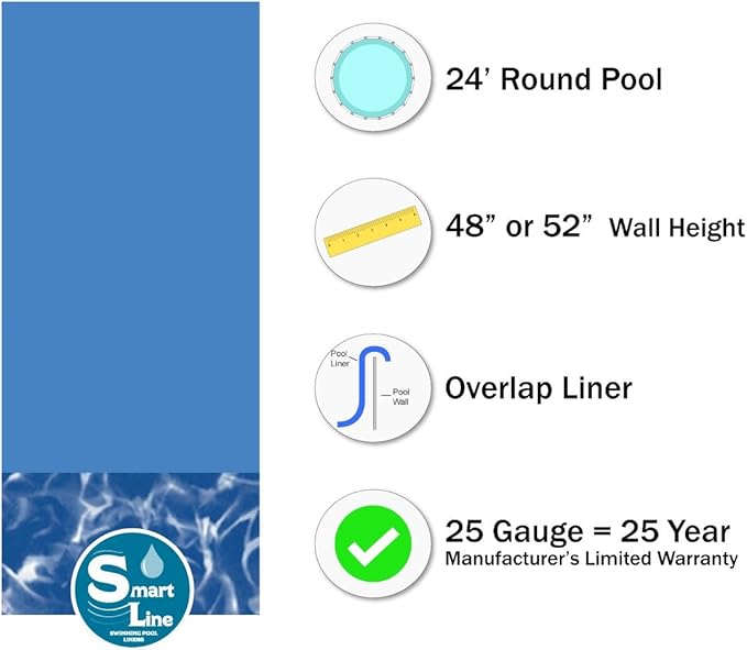 Lake Effect Pools 'Galeria' 24' Foot Round Above Ground Swimming Pool | 52" Inch Height | Swirl Bottom Overlap Liner and Widemouth Skimmer Bundle | Resin Protected Steel-Sided Walls