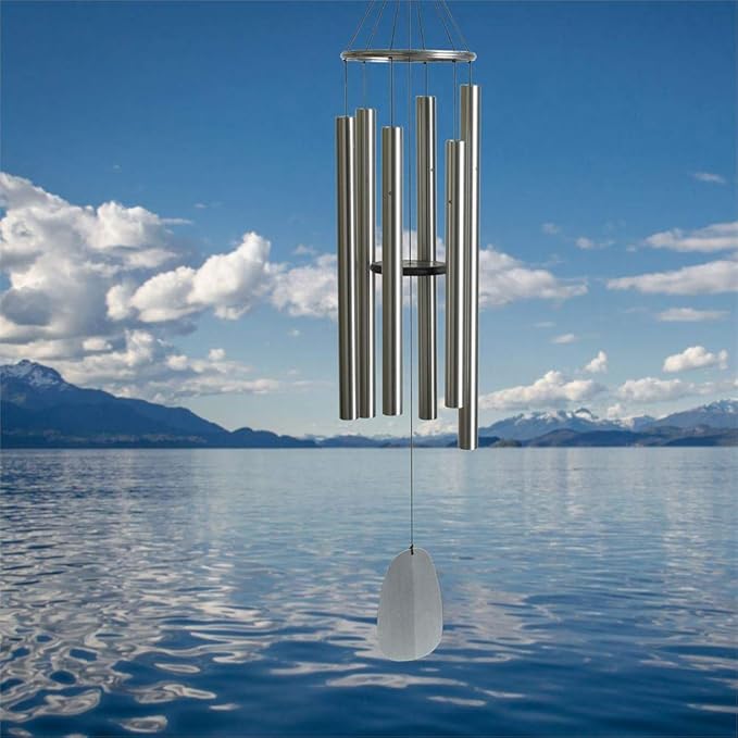 Woodstock Chimes Signature Collection, Bells of Paradise, Silver 68", Decor Designs Wind Chimes for Outdoor, Patio, Home or Garden Décor (BPS68)