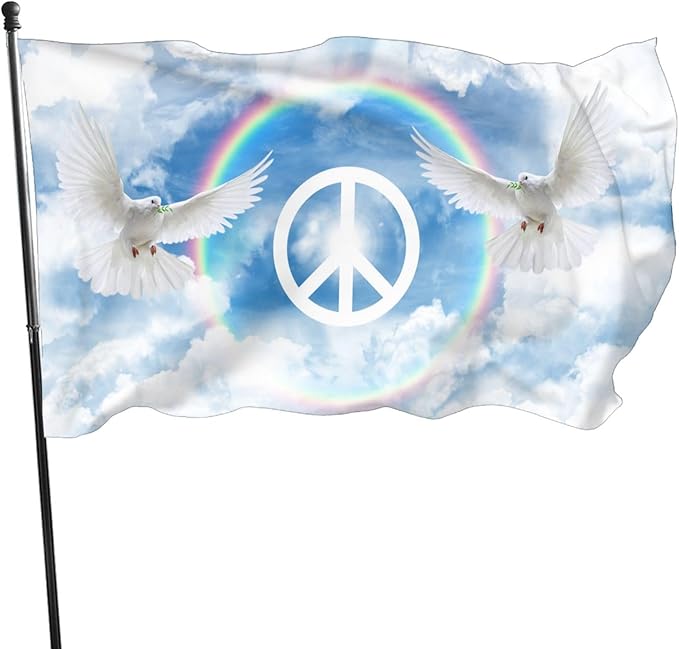 Peace Flag 3x5 Ft Outdoor Indoor With Grommet Rainbow Hippie Dove Peace Outside Deco Garden Yard Home Banner Decorative Sign
