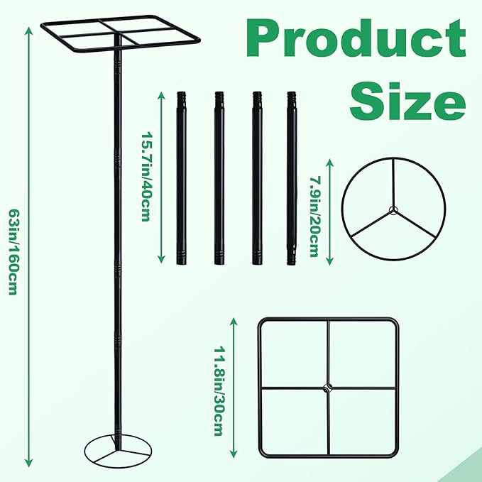63'' Metal Dragon Fruit Trellis, Adjust Durable Dragon Fruit Plant Trellis Support Garden Fruit Stand for Vertical Climbing Plants Trees Cactus Roses Vines Outdoor Indoor,1 Pcs