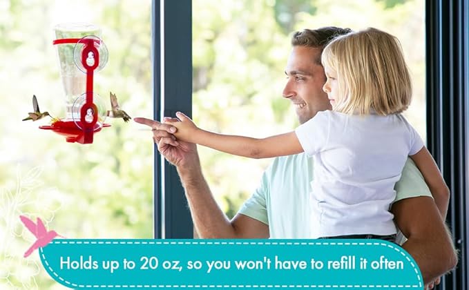 Window Hummingbird Feeders for Outdoors - Large Capacity - Durable Plastic - Easy to Clean and Refill - Window Bird feeders with Strong Suction Cups - Hummingbird Feeder