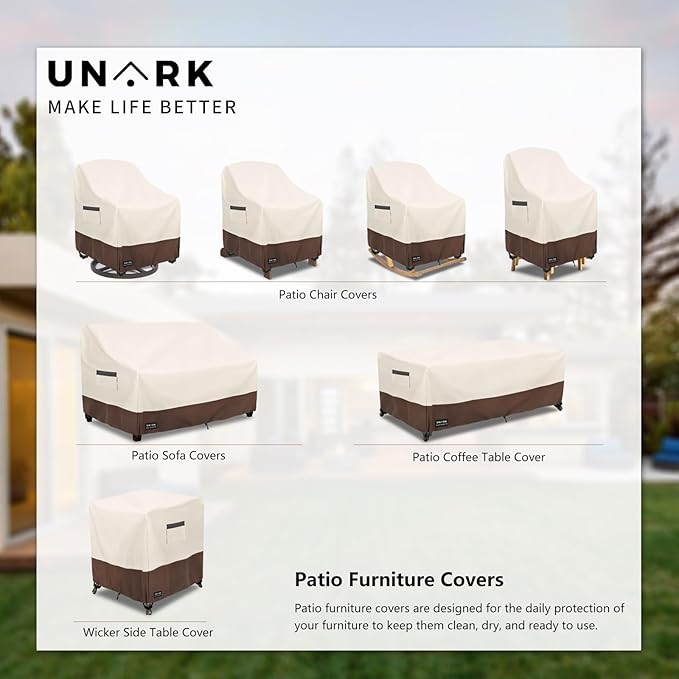 Outdoor Swivel Chair Covers Waterproof 2 Pack, Outdoor Chair Covers Patio Furniture Cover for Deck Patio Swivel Chair Heavy Duty, 35 W x 37 D x 36 H inches Beige and Brown