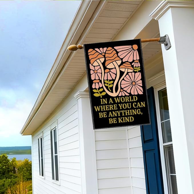 RZHV In a World Where You Can Be Anything Be Kind Double-Sided Garden Flag for Outdoor House Yard Sign Garden Decor Parade, Kindness Social Justice Outdoor Banner, Peace Inclusive Yard Sign Decor