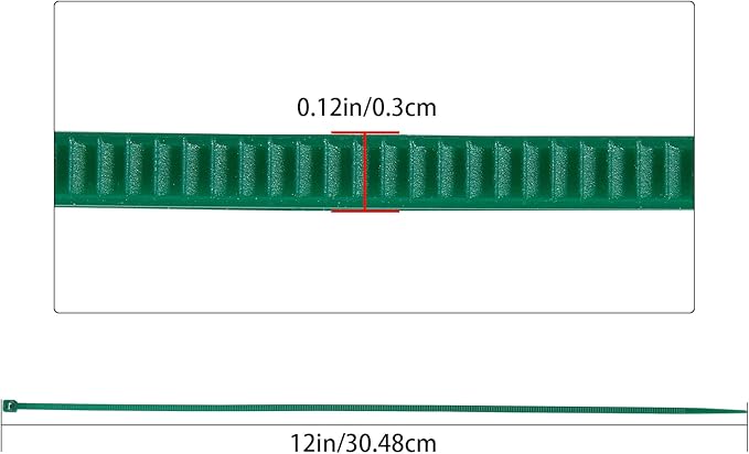 12 inch 3mm Dark Green Nylon Garden Cable Zip Ties Self Locking Cable Ties Twist Ties, Multi-Purpose Cable Tie (100 Pcs)