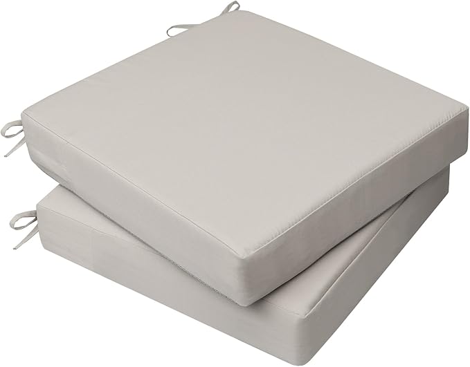AAAAAcessories Outdoor Seat Cushions for Chairs, Waterproof, Fade-Resistant, 24" x 24" x 4", Patio Furniture Replacement Cushions, Set of 2, Beige
