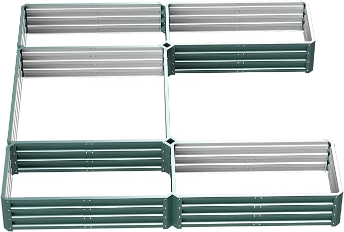 Outsunny 8 x 8' Raised Garden Bed Set, Large Steel Flower Planters for Outdoor Plants, Easy Assembly for Vegetables, Herbs, Green