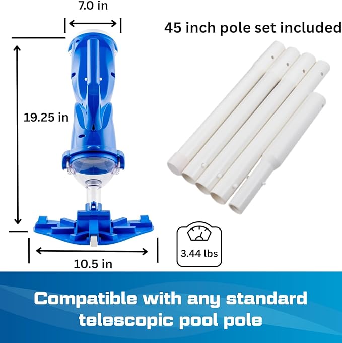 POOL BLASTER Catfish Ultra Rechargeable, Battery-Powered, Pool-Cleaner, Ideal for In-Ground Pools and Above Ground Pools for Cleaning Leaves, Dirt and Sand & Silt.