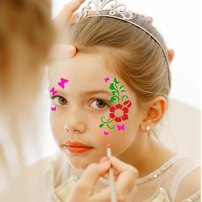 8 PCS Face Stencils Reusable Face Tattoo & Body Makeup Painting Template for Drawing Mask Wood Wall DIY Home Decorations Party Supplies 7.9 x 4.7 Inch