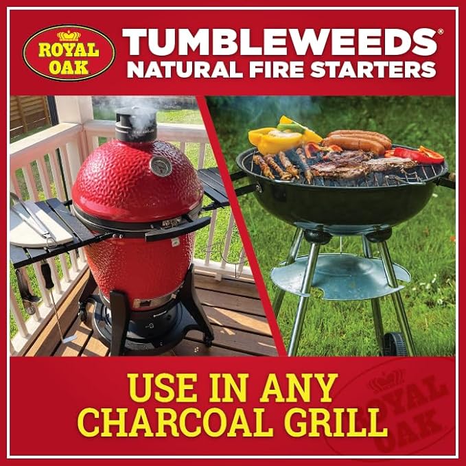 Royal Oak Tumbleweeds All Natural Fire Starter Charcoal Firestarter for Grilling, BBQ, Wood Stoves, Campfires, No Odor and Water Resistant, 40 Pack