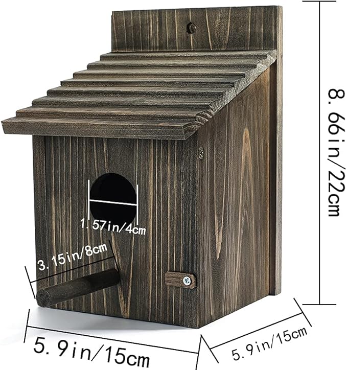 Weatherproof Bird House, Wooden Bird Houses for Outside with Pole, Durable Birdhouse for Finch, Bluebird, Cardinals, Hanging Birdhouse Garden Country Cottages