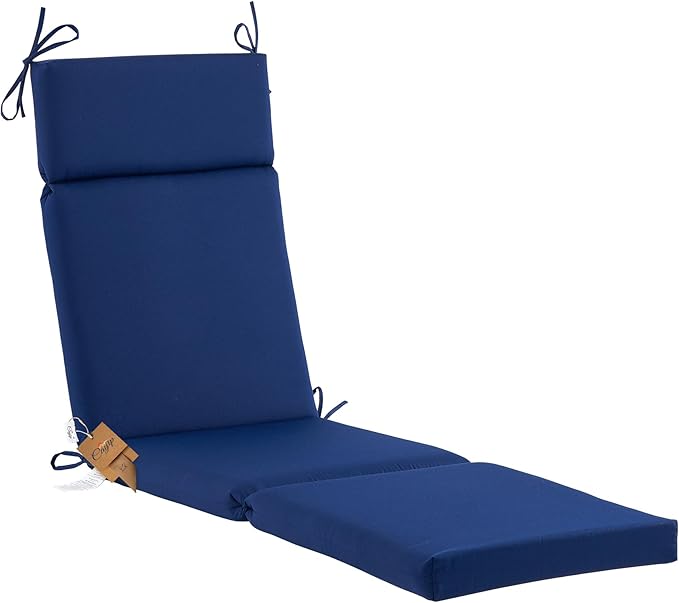 Outdoor Chasie Lounge Tufted Thick Cushion with Ties,Replacement Wicker Chair Cushion for Paito Fruniture,72x21x3inches,All Weather,Indigo