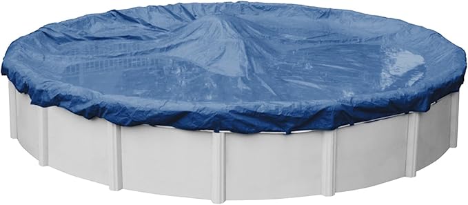 Robelle 12 ft Professional Blue Winter Pool Cover for Above Ground Pools, 4 ft Overlap (16 ft Cover Size), Solid 12 x 12 Scrim, 3.7 oz/yd2, 15-Year Warranty, Style: 2712-4