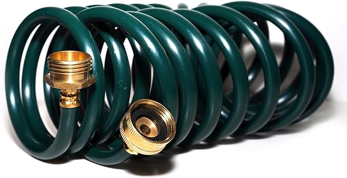 Coil Garden Hose for Outdoor Use: 25FT Self Retracting Spiral Water Hose with Solid Brass Fittings - Lightweight and Corrosion Resistant for Car Washing & Driveway Rinsing