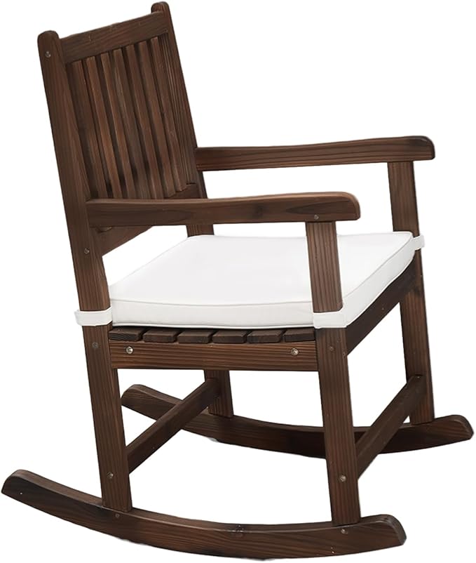 VINGLI Oversized Rocking Chair, Wooden Rocking Chair with High Back, Outside Porch Rocking Chair for Patio, Yard, Garden, 550 LBS, Teak (Rustic, 1 PC)