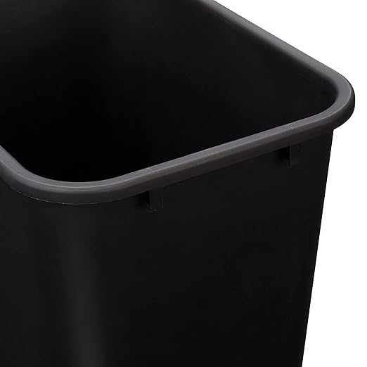 Amazon Basics Rectangular Commercial Office Wastebasket, Easy to Clean, Space-Saving, 10 Gallon, Black