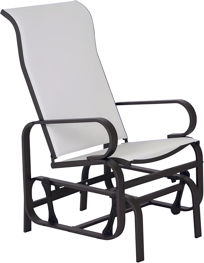 Outsunny Outdoor Glider Chair, Gliders for Outside Patio with Smooth Gliding Mechanism and Lightweight Construction for Backyard, Beige
