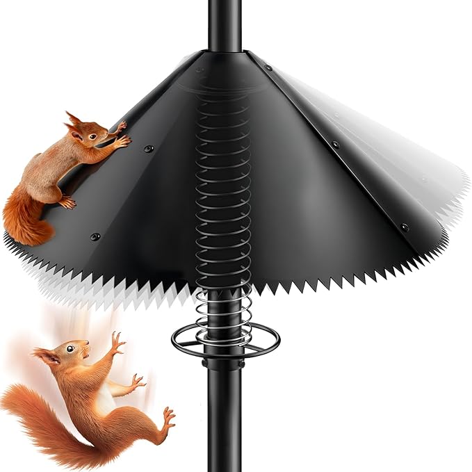 Metal Squirrel Baffle for Bird Feeder Pole, 18 Inch Wide Heavy-Duty, Universal Fit for 0.5-1.5 Inch Poles, Weatherproof & Chew-Proof Squirrel Deterrent, Bird House Guard for Outdoor Shepherd’s Hook