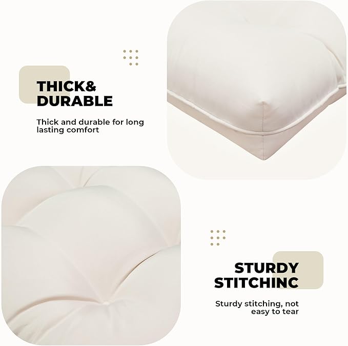 Wicker Chair Cushions, Waterproof Outdoor Loveseat Cushions for Patio Furniture, 3 Pieces Wicker Furniture Cushions, 1 Loveseat and 2 U-Shaped Cushions, Cream