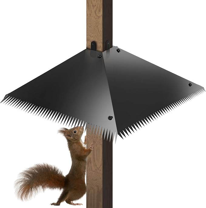 Metal Squirrel Baffles with Spikes - Galvanized Steel Squirrel Guards for 4x4 Posts and Bird Feeder Poles - Keeps Squirrels and Raccoons out of Birdhouses (1 Pack)