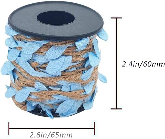 33 feet Natural Twine Blue Leaf Jute 3ply 2MM Rope Hemp Burlap Ribbon String Heavy Duty Hanging Gardening Decoration or for Arts and Crafts