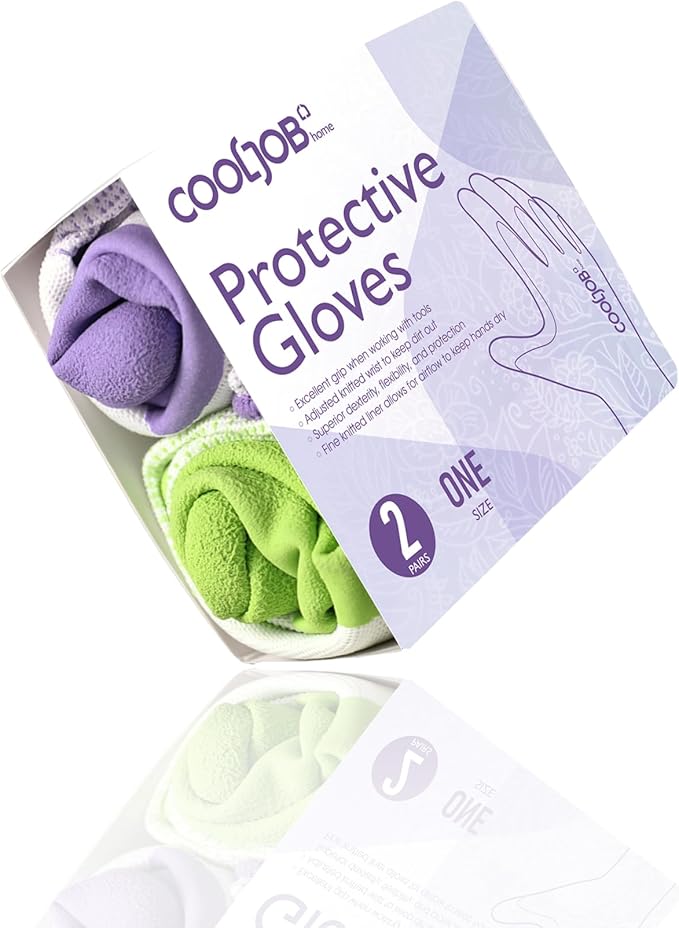 COOLJOB 2 Pairs Gardening Gloves for Women Ladies, Breathable Rubber Coated for Yard Garden, Outdoor Indoor Protective Work, Medium Size, Lavender Purple & Apple Green