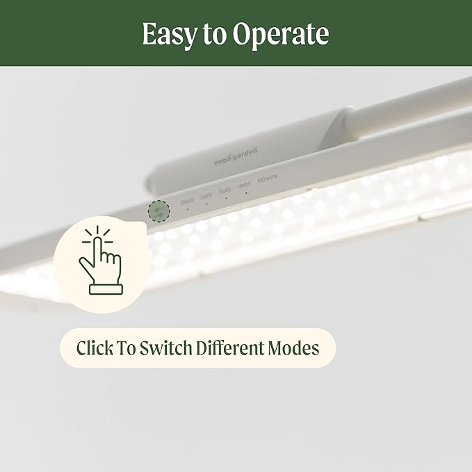Vego garden Grow Lights Stand for Indoor Plants, Full-Spectrum Grow Light MimicsNatural Sunlight with Customized Adjustable Height supports seedlings, fruit, houseplants, herbs, greens, and microgreens.