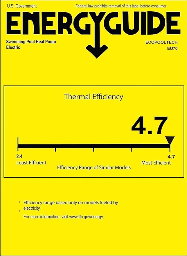 Electric Pool Heaters for Above Ground and Inground Pools, Max 22,462 BTU Up to 6500gallons Swimming Pool Heat Pumps, Fits 11/15/16ft Pools Heating, 120V/60Hz Pool Warmer, EU70