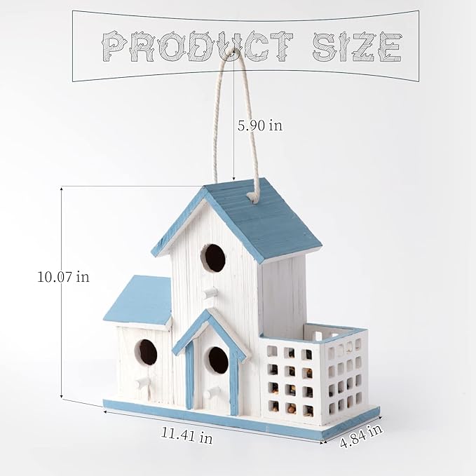 Birdhouse Premium Bluebird Houses for Outside Attract Beautiful Birds to Your Garden and Yard Durable Outdoor Birdhouses 3 Hole Bird Houses for Outside Hanging