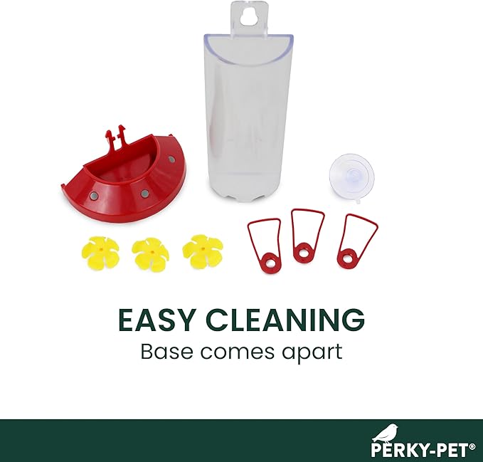 Perky-Pet Plastic Window Mount Hummingbird Feeder with Perches - 8 oz Hummingbird Nectar Capacity, 217 - Hummingbird feeders for outdoors