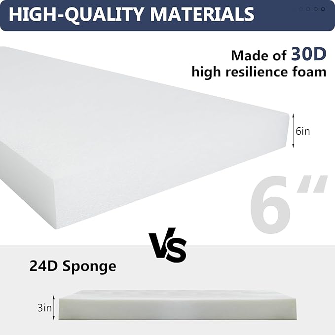 24" x 24" x 6" Outdoor Deep Seat Cushions Set - 2 Set Waterproof & Fade Resistant Patio Furniture Replacement Cushions, Non-Slip Outdoor Cushions Fit Loveseats, Couches, Chairs, and Sofas.