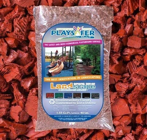 Playsafer Rubber Mulch Nuggets Protective Flooring for Playgrounds, Swing-Sets, Play Areas, and Landscaping (400 LBS - 16 CU. FT., Red)