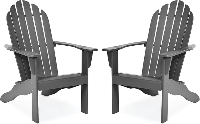Tangkula Adirondack Chair, Acacia Wood Adirondack Lounger Chair, Outdoor Armchairs with Slatted Seating, Weather Resistant