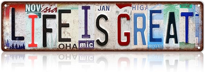 Vintage Life Is Great Metal Tin Signs Street Signs Man Cave Bar Cafe Home Wall Decor 16 x 4 Inches