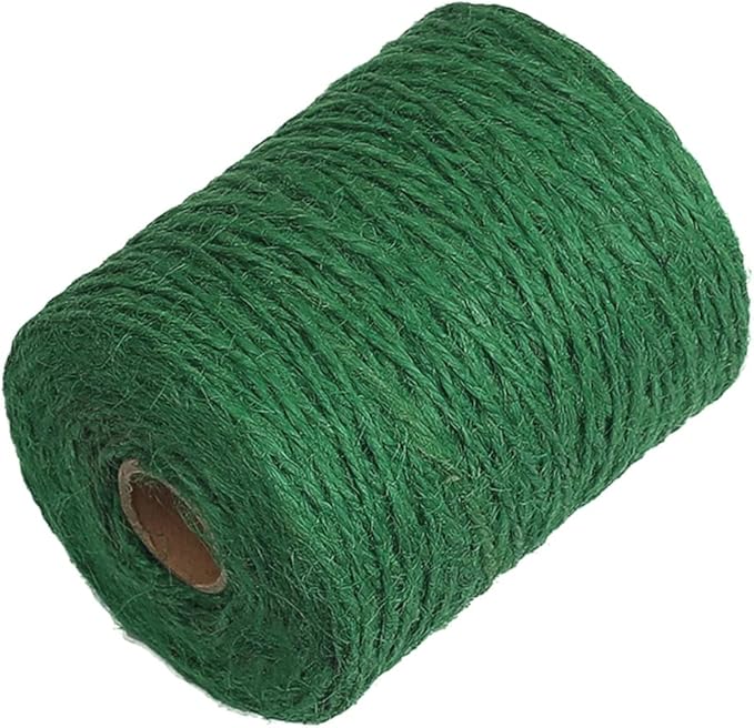 Vivifying Garden Twine, 656 Feet 2mm Green Plant Ties, Strong Jute Twine String for Climbing Plants, Tomatoes, Floristry, Crafts