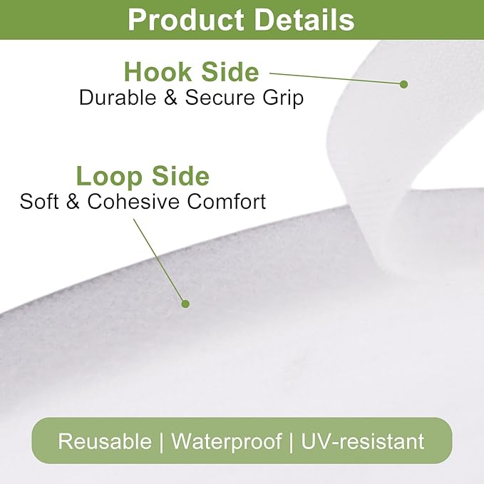 1 Roll 131 Feet/40M Plant Tape, Reusable Double-Sided Hook and Loop Tape, Width 12mm/0.47" Garden Tie for Climbing Plants Fastening Support, Cable Wire Management Strap (White)