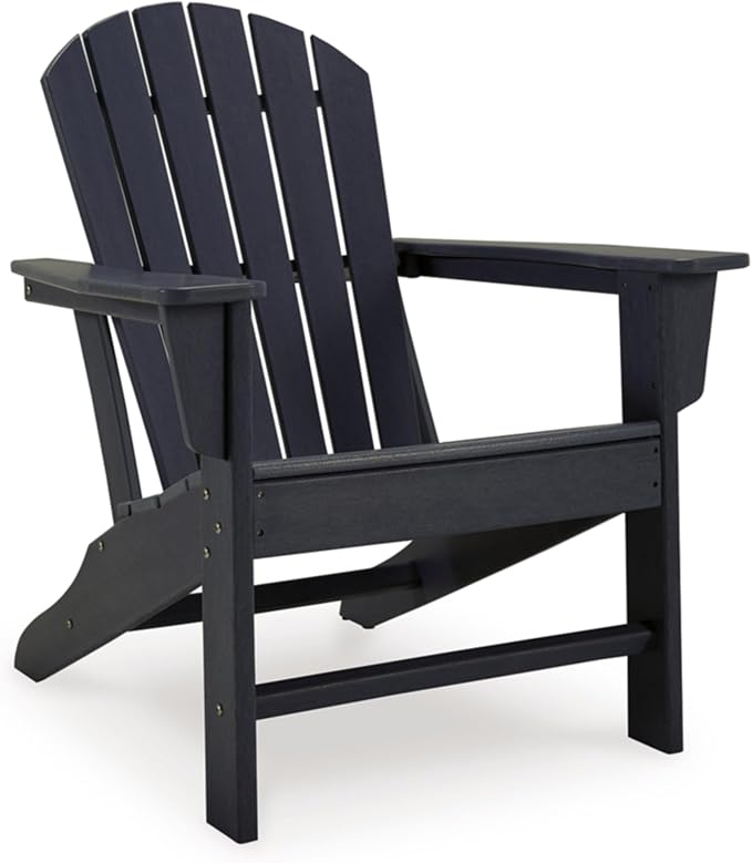 Signature Design by Ashley Sundown Treasure Cottage Weather Resistant Outdoor Adirondack Chair with Slatted Design, HDPE, 31" W x 33" D x 38.13" H, Black