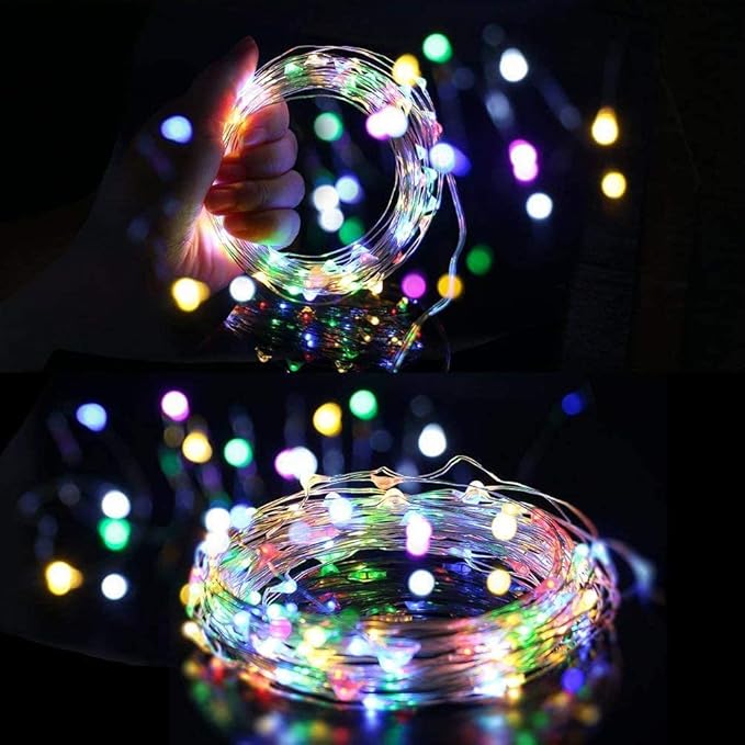 2 Pack Solar Fairy Lights - 33ft 100L Multicolor Twinkle Lights with 8 Modes, Firefly String Copper Wire, for Christmas, Bedroom, Patio, Wedding, Party