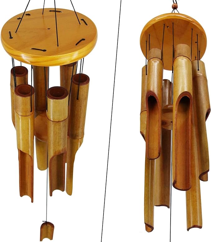 Bamboo Wind Chimes Outdoor,Wooden Wind Chimes with Melody Deep Tone,30" Classic Zen Garden Windchime for Relaxation, Grace.Home Décor for Patio, Garden or Indoor(FSC Certified)
