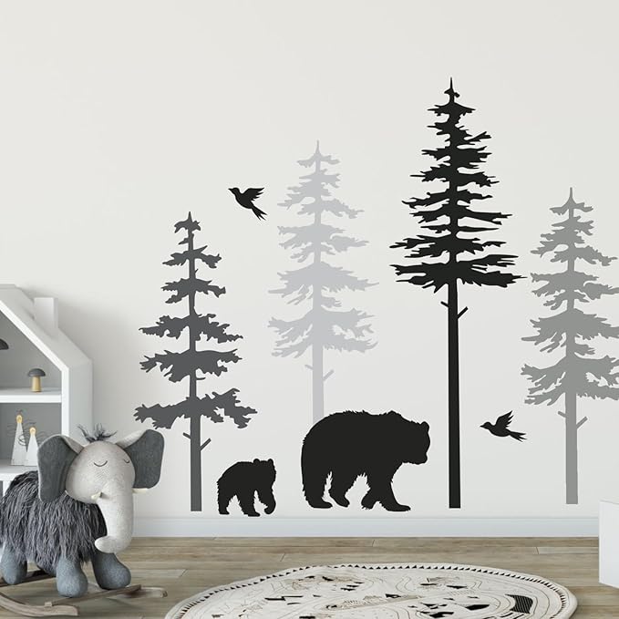 Large Pine Tree Stencils for Painting on Wood Fence 39” Giant Wall Stencils Skinny Tree Mural Draw Templates for Walls Window Furniture
