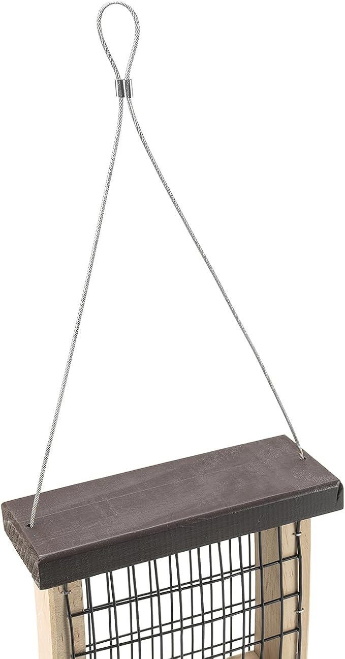 Rocky Mountain Goods Wood Bird Feeder with Suet Holder for Outside Hanging - Woodpecker Suet Feeder with Tail Prop - Durable Wooden Design with Wire Mesh for Wild Birds - Easy to Fill & Clean