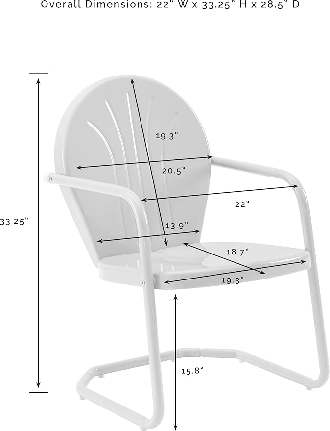 Crosley Furniture Griffith Outdoor Chair, Retro Metal Patio Chairs for Dining, Porch, Deck, Balcony, Key Lime