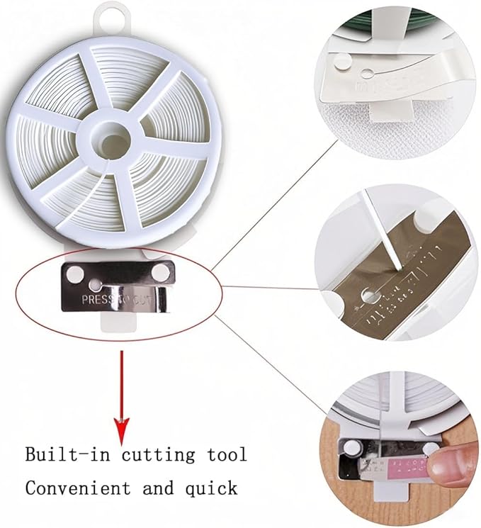 Twist Tie, 328 Feet (100m), white cable ties with Cutter, Garden Plant Ties Reusable, white Twist Ties for plants Gardening Tomatoes Tie garden ties for plants,garden twist ties flowers Climbing