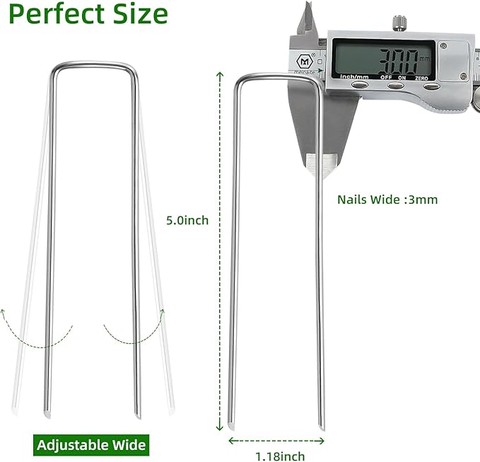 200 Pack Lawn Staples, Premium Garden Landscape Staples, Galvanized Heavy-Duty Gauge Stakes, U-Shaped Tent Stakes, Anti-Rust Fence Netting Pins Ground Spikes, Sod Pins