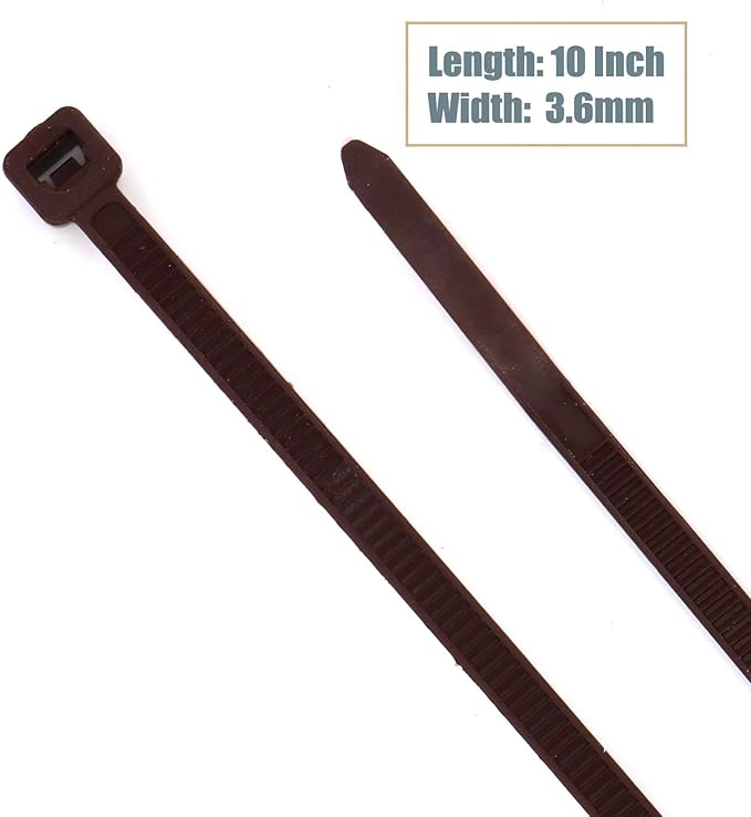 Wide 10 Inch Strong Wood Brown Zip Ties 150 Pack, Standard Durable Cable Ties Wood Color-Outdoor, Garden Ties, Office and Kitchen Use