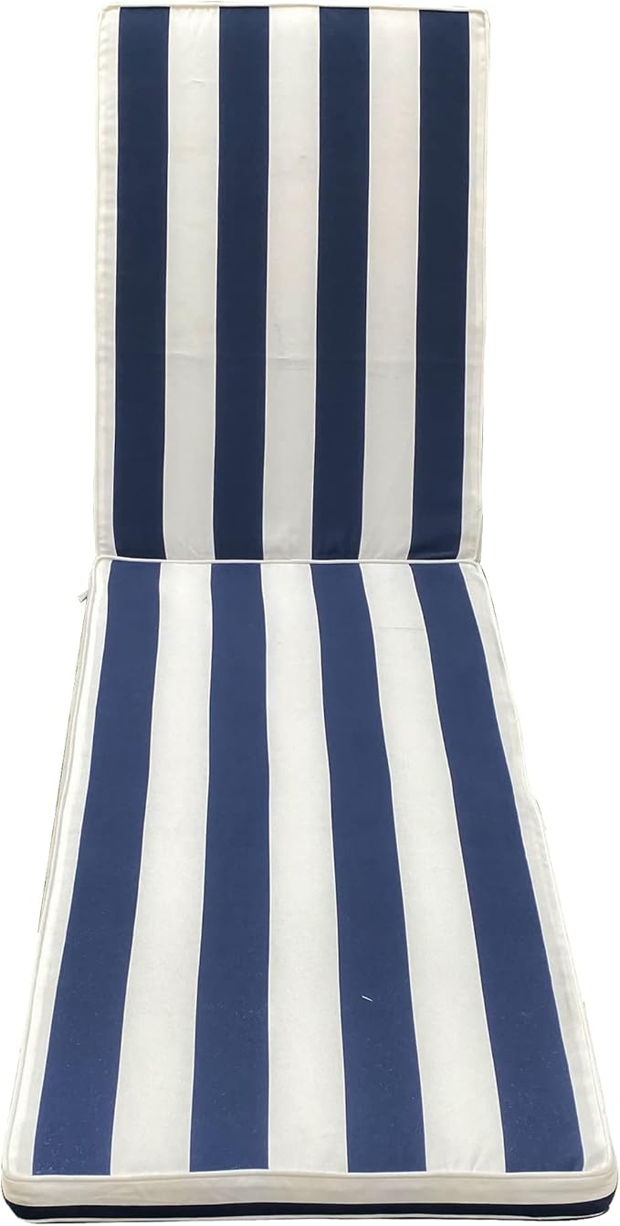 Only choice 2 Pcs Set Outdoor Lounge Chair Cushions Patio Chaise Lounge Replacement Cushions Furniture Seat Cushions (Blue+White Stripes-2 pcs)