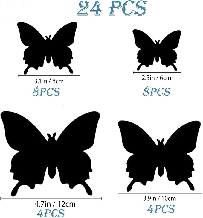 Butterfly Wall Decor 24/48 PCS, 3D Butterflies Stickers for Party Decorations with Magnets(Blue, 24)
