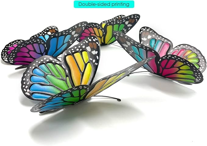 Metal Butterfly Wall Decor - 4 pcs Butterflies Wall Sculpture Hanging Decorations for Indoor Outdoor Fences Patio Yard Fence Garden Decorations