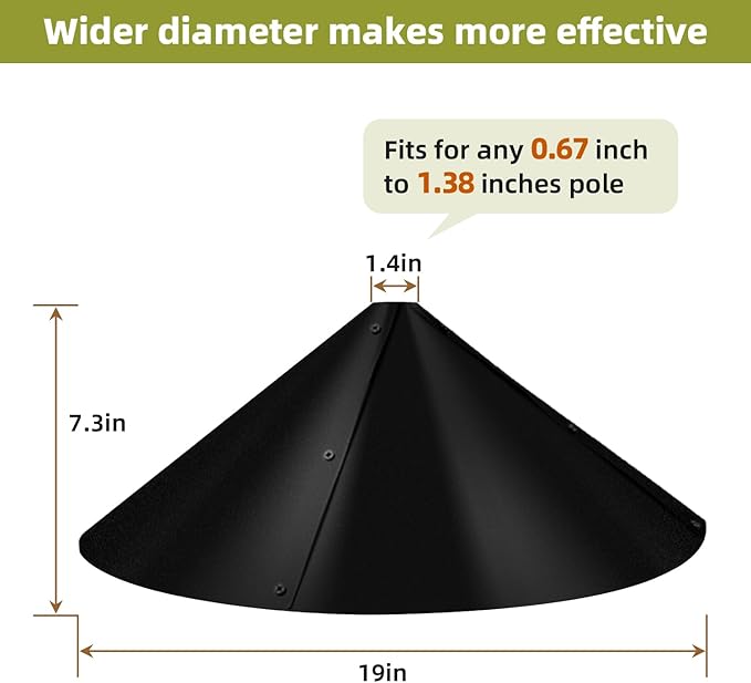 2 Pack Squirrel Baffle for Bird Feeder Pole, Outside Pole Mount Bird House Guard for Outdoor Shepherd’s Hook (19 inch)