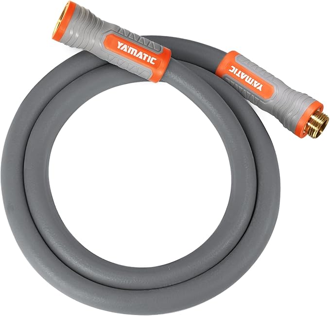 YAMATIC Short Garden Hose 5/8 in x 5 ft with Swivel Handle, Super Flexible Leader Hose for Hose Reel, All-weather, Lightweight, Burst 600 PSI, Gray