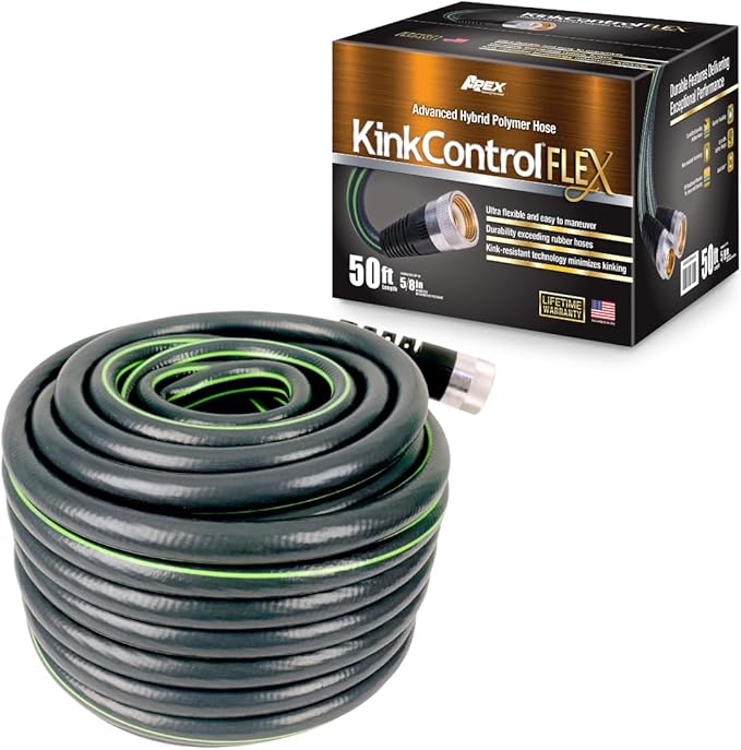 Kink Control Flex Advanced Hybrid Hose - 50 Ft Outdoor Hose, 40% Lighter, Ultra Flexible, Easy to Maneuver, Neverkink Technology, Durable Construction